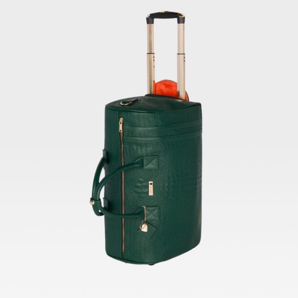 Tote & Carry Green Croc-Embossed Rolling Duffel Bag